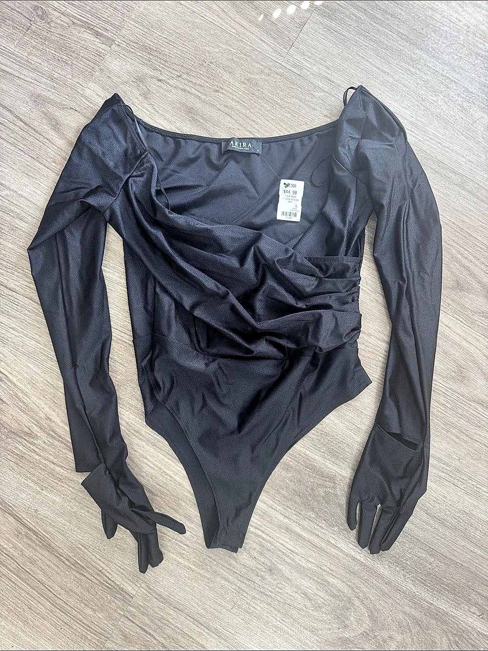 Akira Black Bodysuit with gloves Size XL NWT